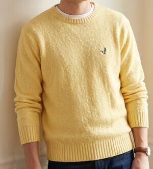 Vintage Flying Scotsman Mallard Collection Sweater Yellow Small Duck Embroidery